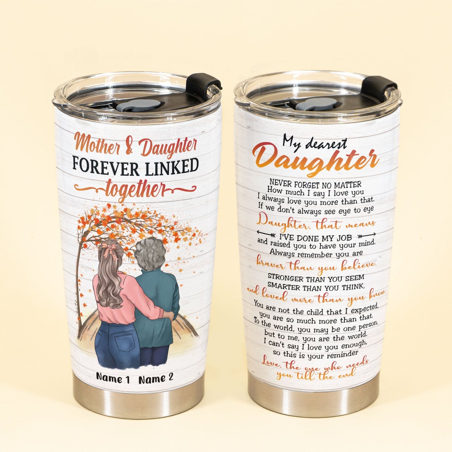 Mother And Daughter Forever Linked Together, Family Custom Tumbler, Gift For Daughters-Macorner