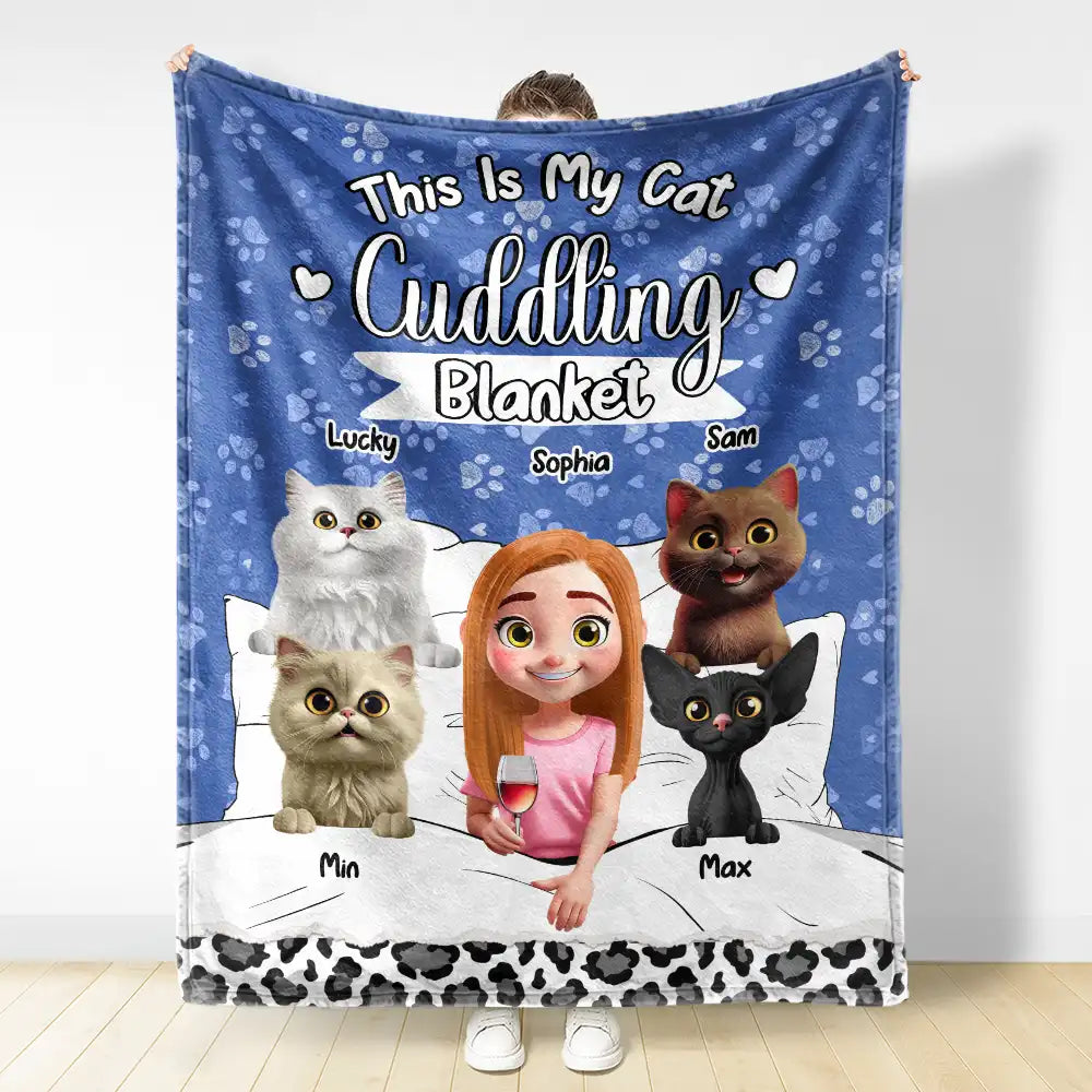 Cat Lovers,Cat Mom,Cat Dad,Pet Lovers,Pet Mom,Pet Dad - My Cat Cuddling Blanket - Personalized Fleece Blanket, Sherpa Blanket