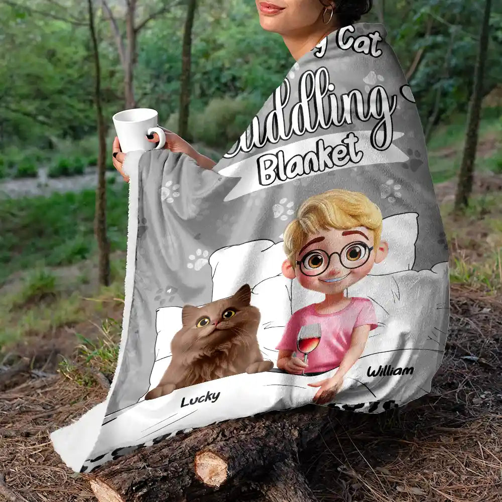 Cat Lovers,Cat Mom,Cat Dad,Pet Lovers,Pet Mom,Pet Dad - My Cat Cuddling Blanket - Personalized Fleece Blanket, Sherpa Blanket