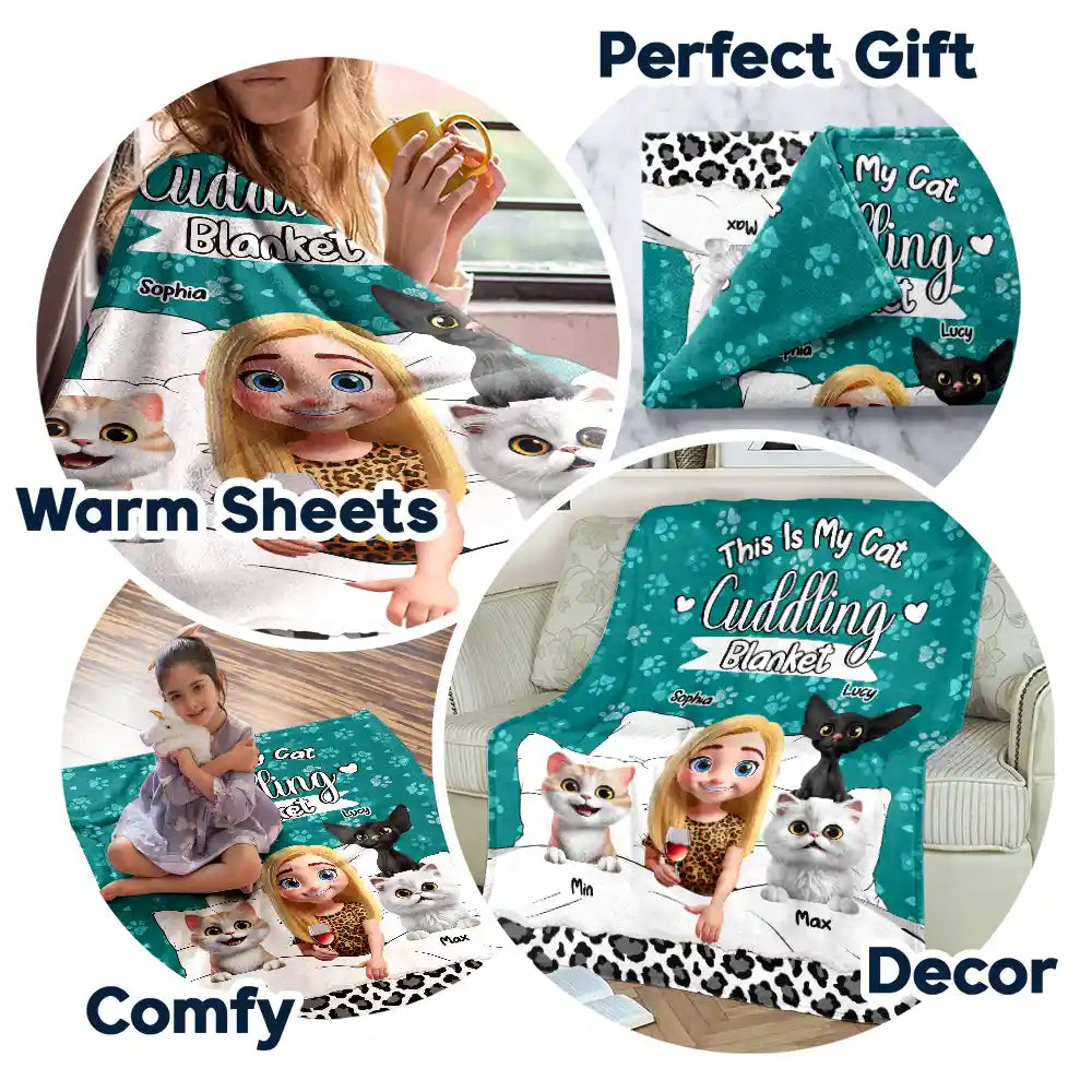 Cat Lovers,Cat Mom,Cat Dad,Pet Lovers,Pet Mom,Pet Dad - My Cat Cuddling Blanket - Personalized Fleece Blanket, Sherpa Blanket