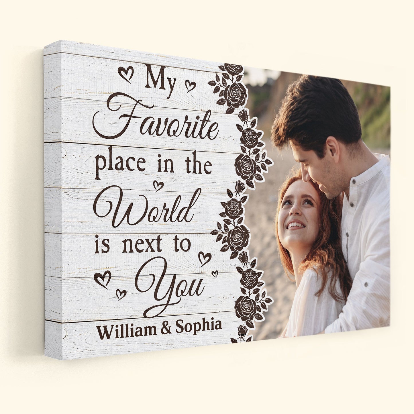 Heartfelt Personalized Photo Canvas: "My Favorite Place In The World Is Next To You"