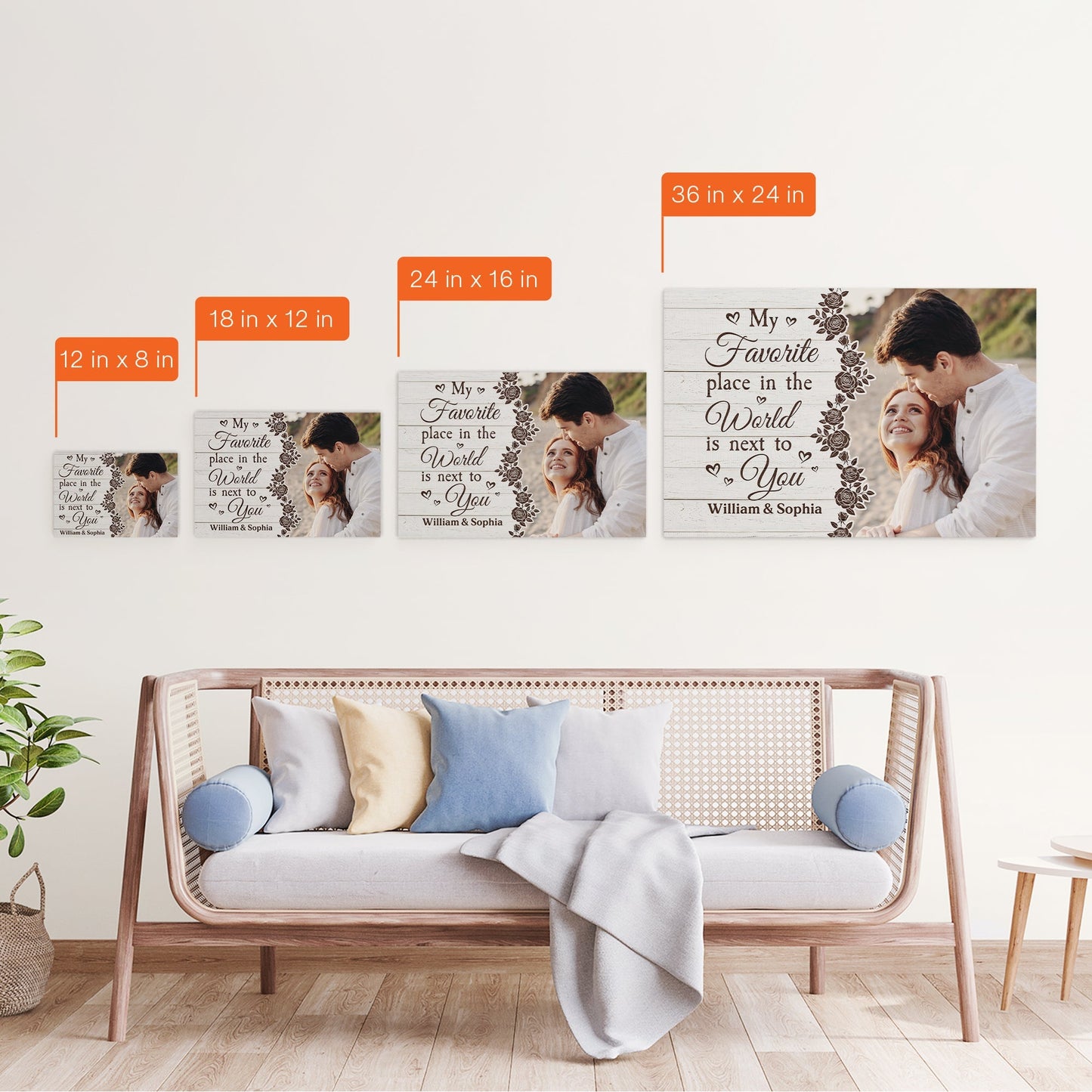 Heartfelt Personalized Photo Canvas: "My Favorite Place In The World Is Next To You"