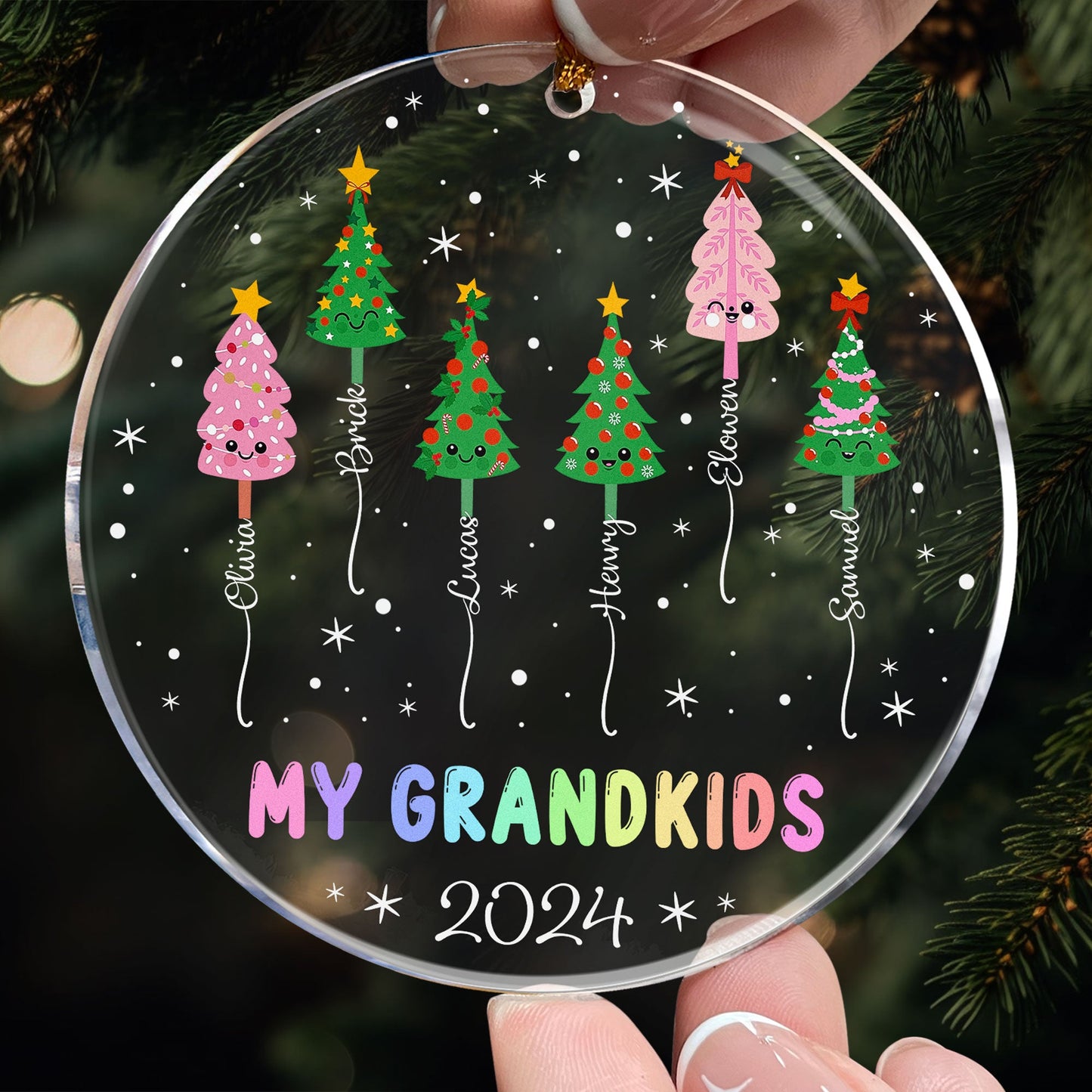 Custom 'My Grandkids' Christmas Tree Ornament for Grandparents