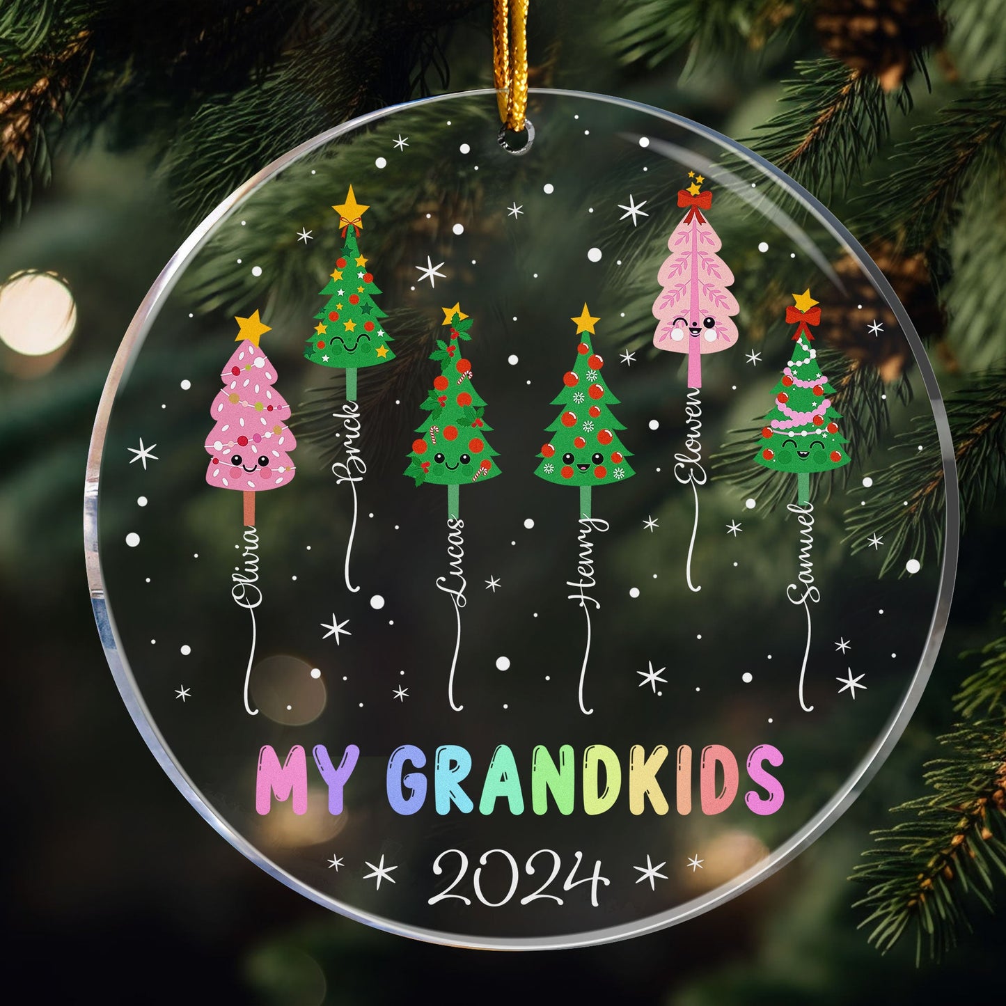 Custom 'My Grandkids' Christmas Tree Ornament for Grandparents