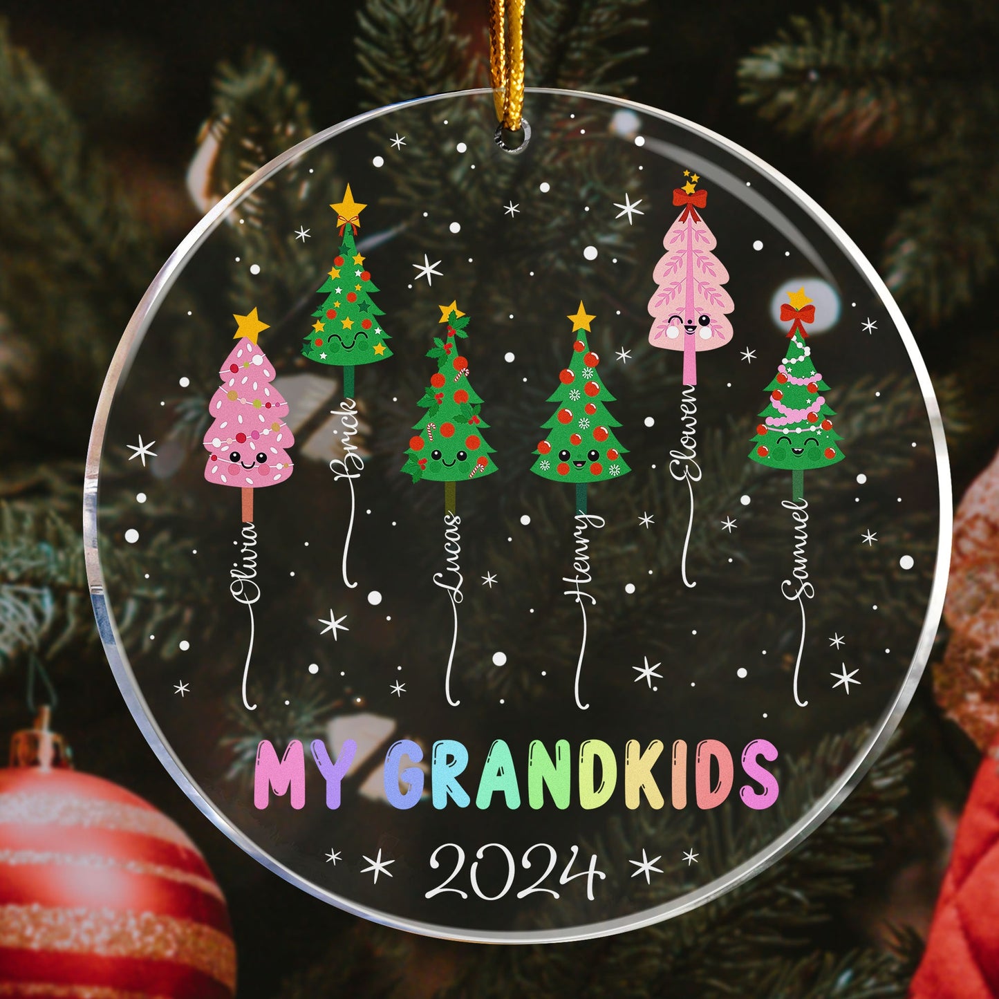 Custom 'My Grandkids' Christmas Tree Ornament for Grandparents