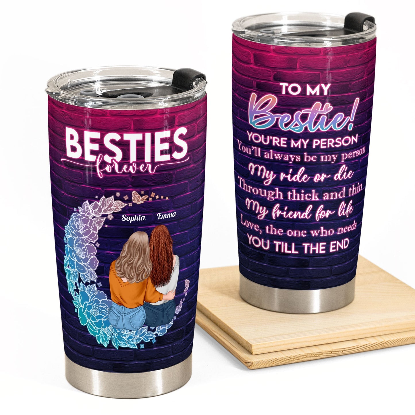 Personalized "My Ride or Die" Best Friend Tumbler - Custom BFF Gift