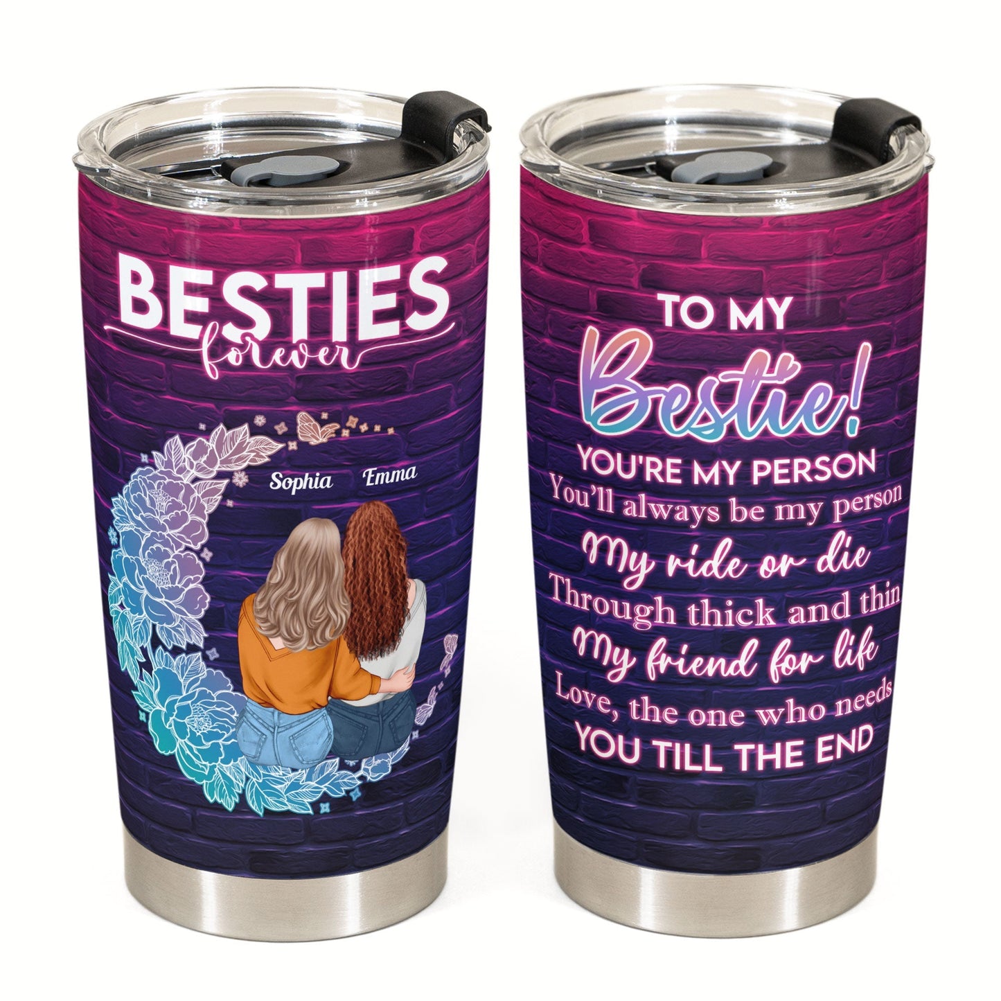 Personalized "My Ride or Die" Best Friend Tumbler - Custom BFF Gift