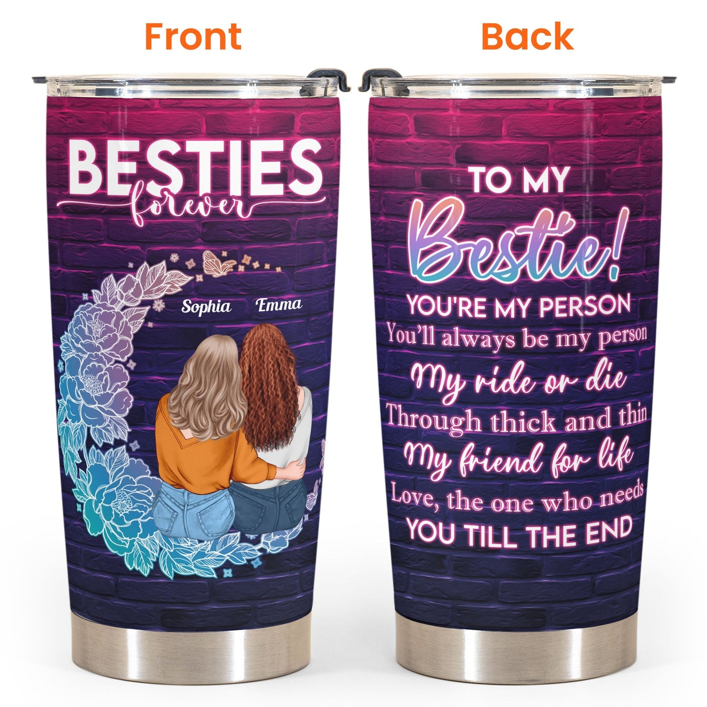 Personalized "My Ride or Die" Best Friend Tumbler - Custom BFF Gift