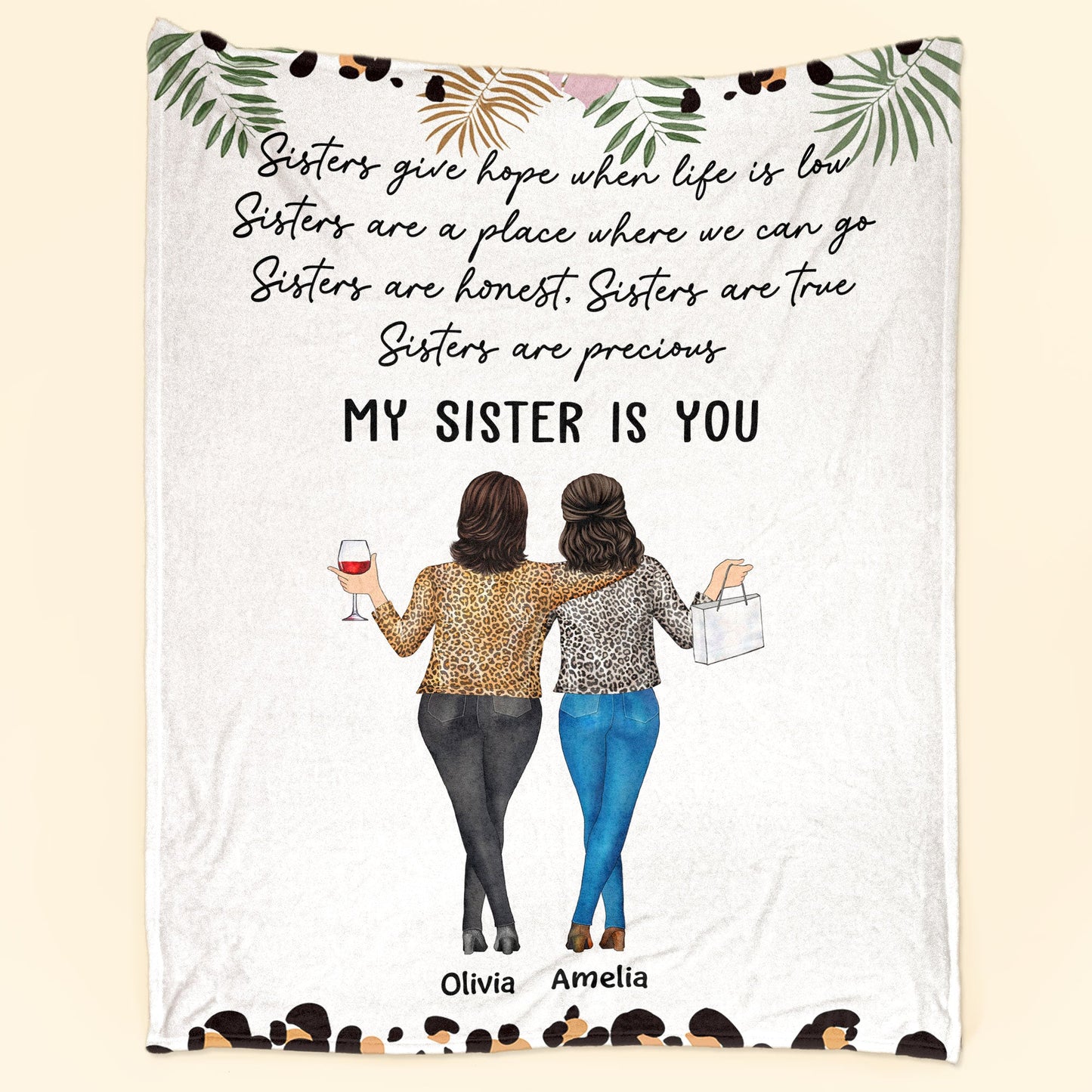 Heartfelt Custom Sister Blanket - "My Sister Is You" Personalized Gift