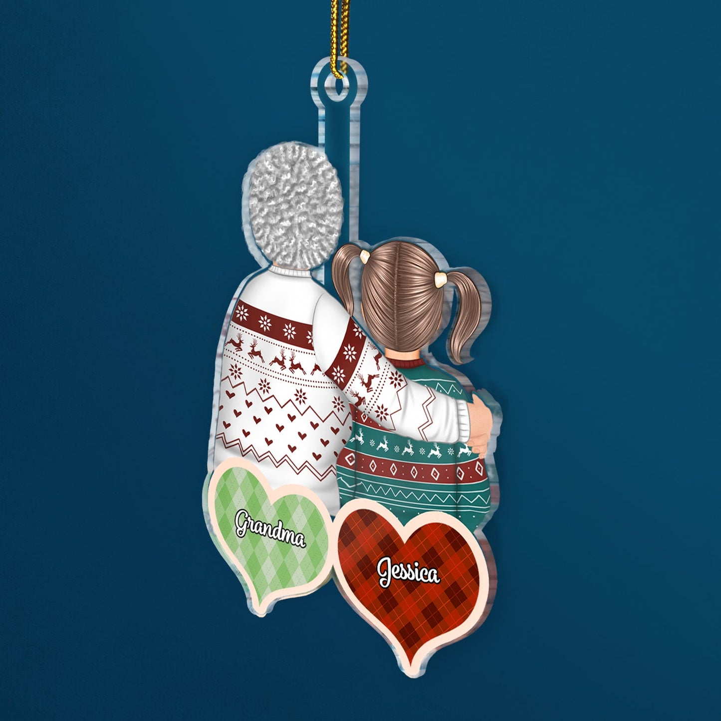 Personalized Hugging Mom Daughter Ornament - Custom Christmas Keepsake Gift