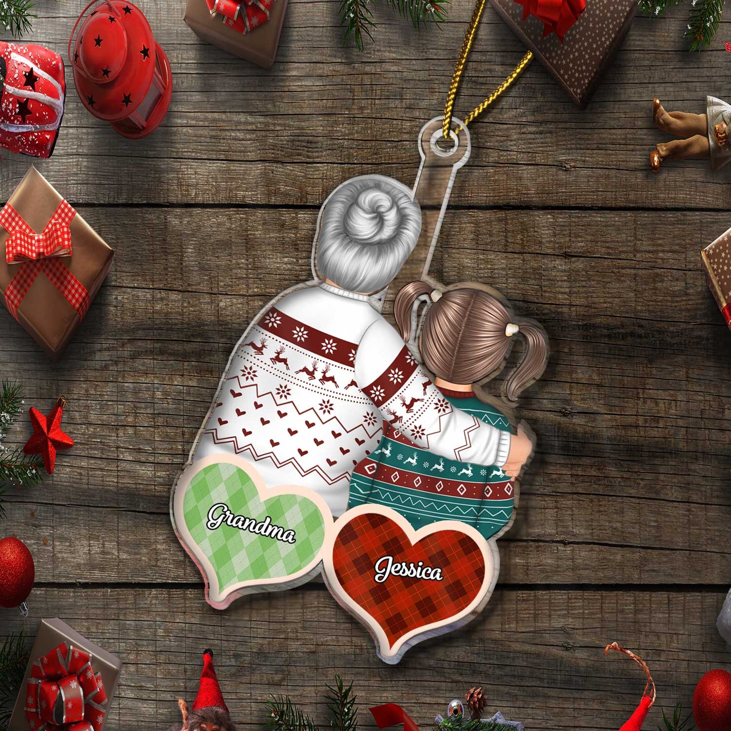 Personalized Hugging Mom Daughter Ornament - Custom Christmas Keepsake Gift