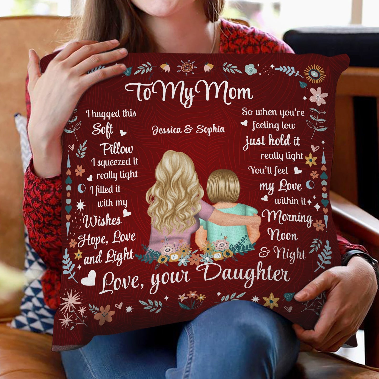 Personalized "Feel My Love Within It" Pillow Gift for Mom, Grandma
