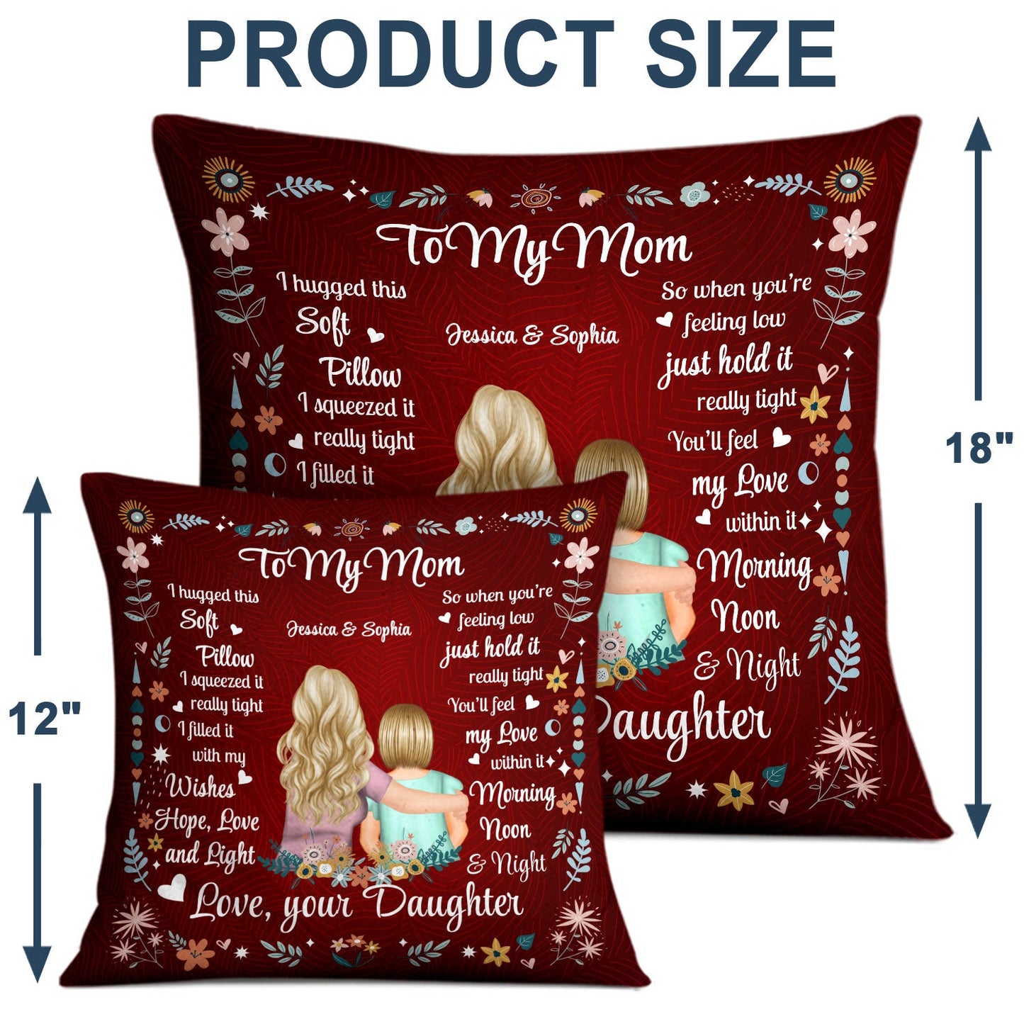 Personalized "Feel My Love Within It" Pillow Gift for Mom, Grandma