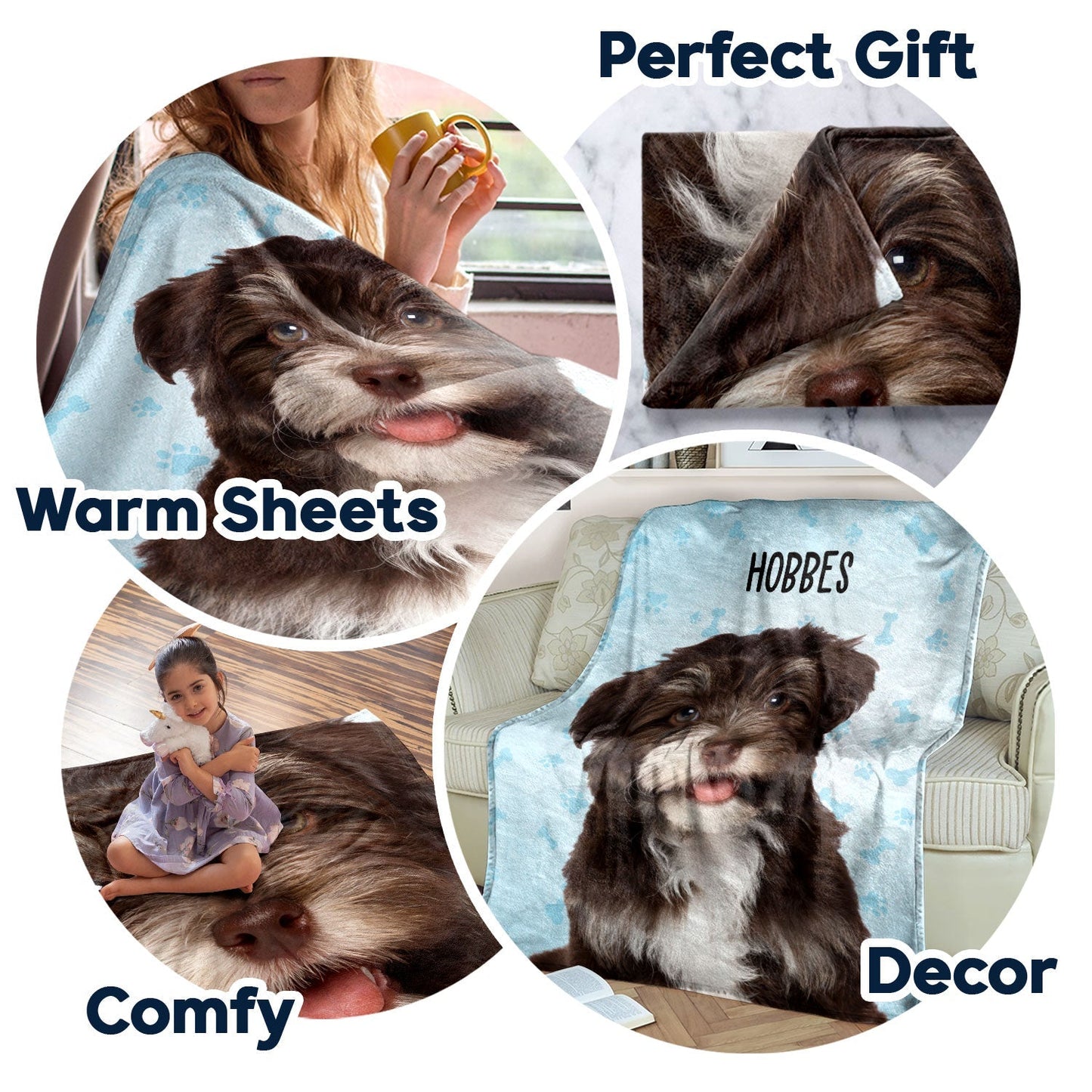 Custom Dog Photo Blanket - Semi-Realistic Art - Perfect Gift for Dog Lovers