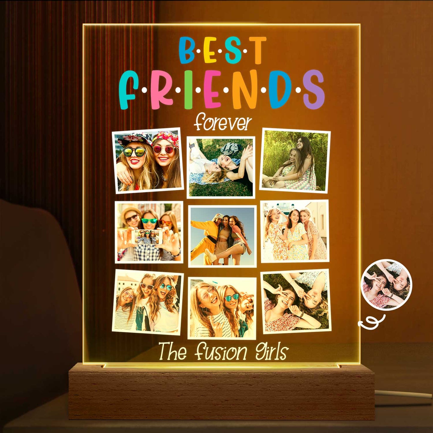Personalized 'Best Friends Forever' Photo 3D LED Light Keepsake