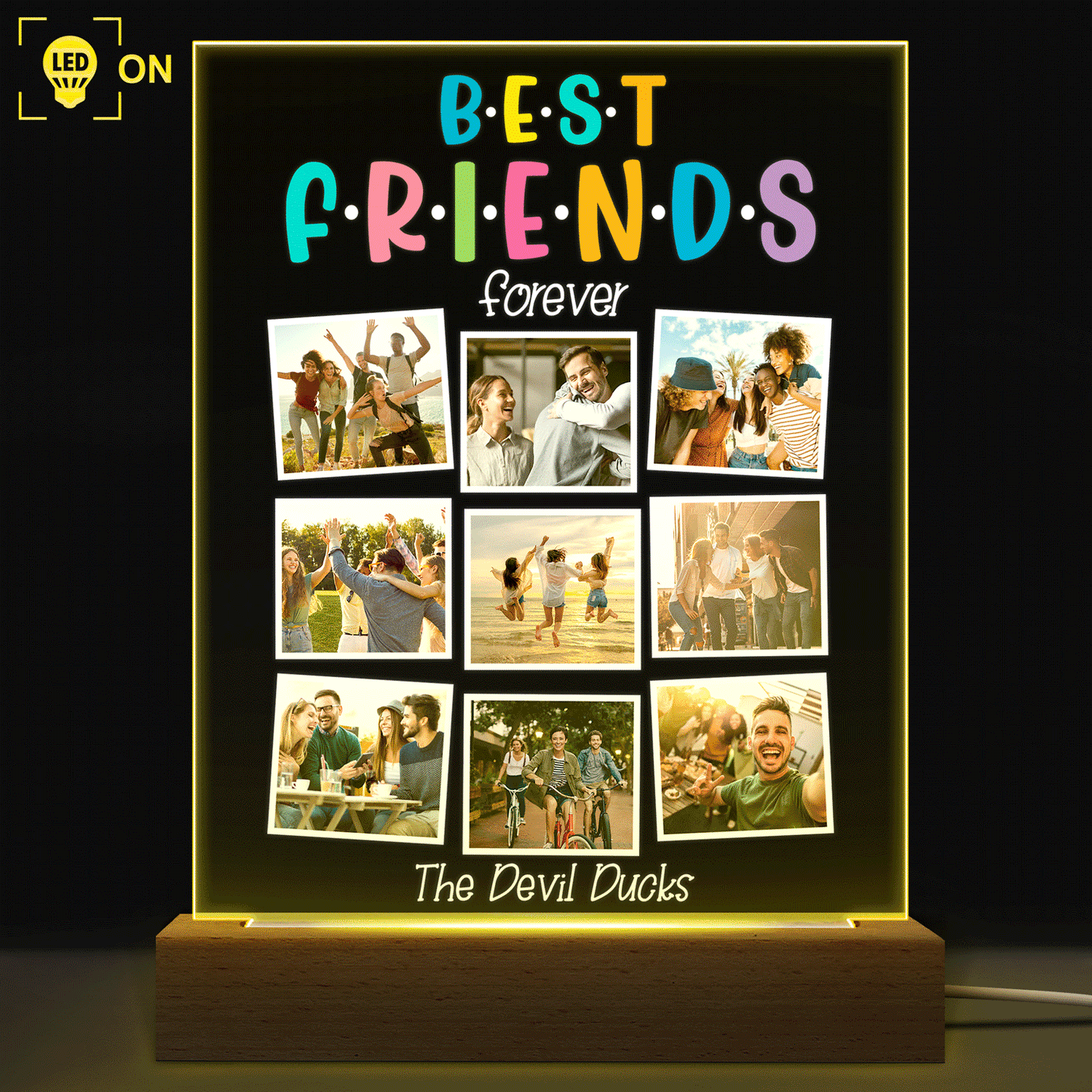 Personalized 'Best Friends Forever' Photo 3D LED Light Keepsake
