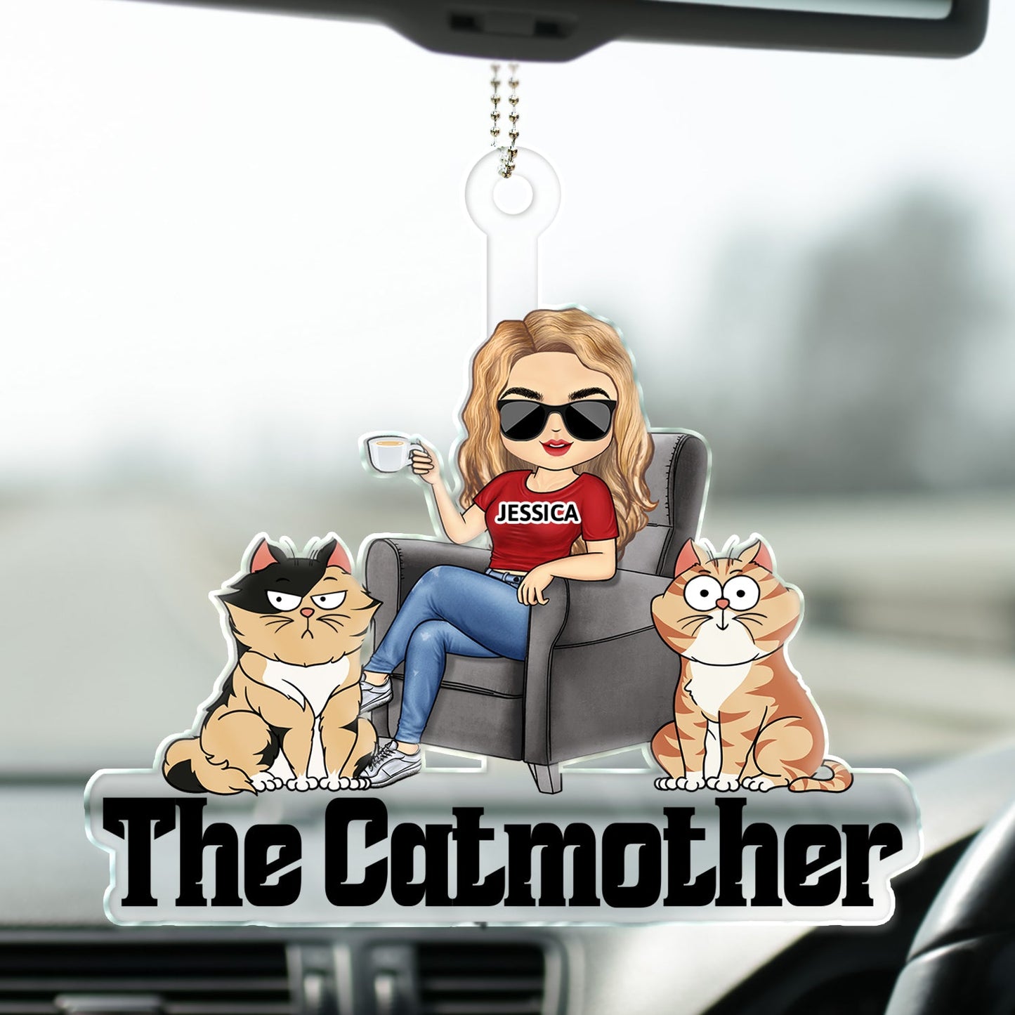Personalized 'The Catmother' Acrylic Car Hanger | Custom Gift for Cat Moms