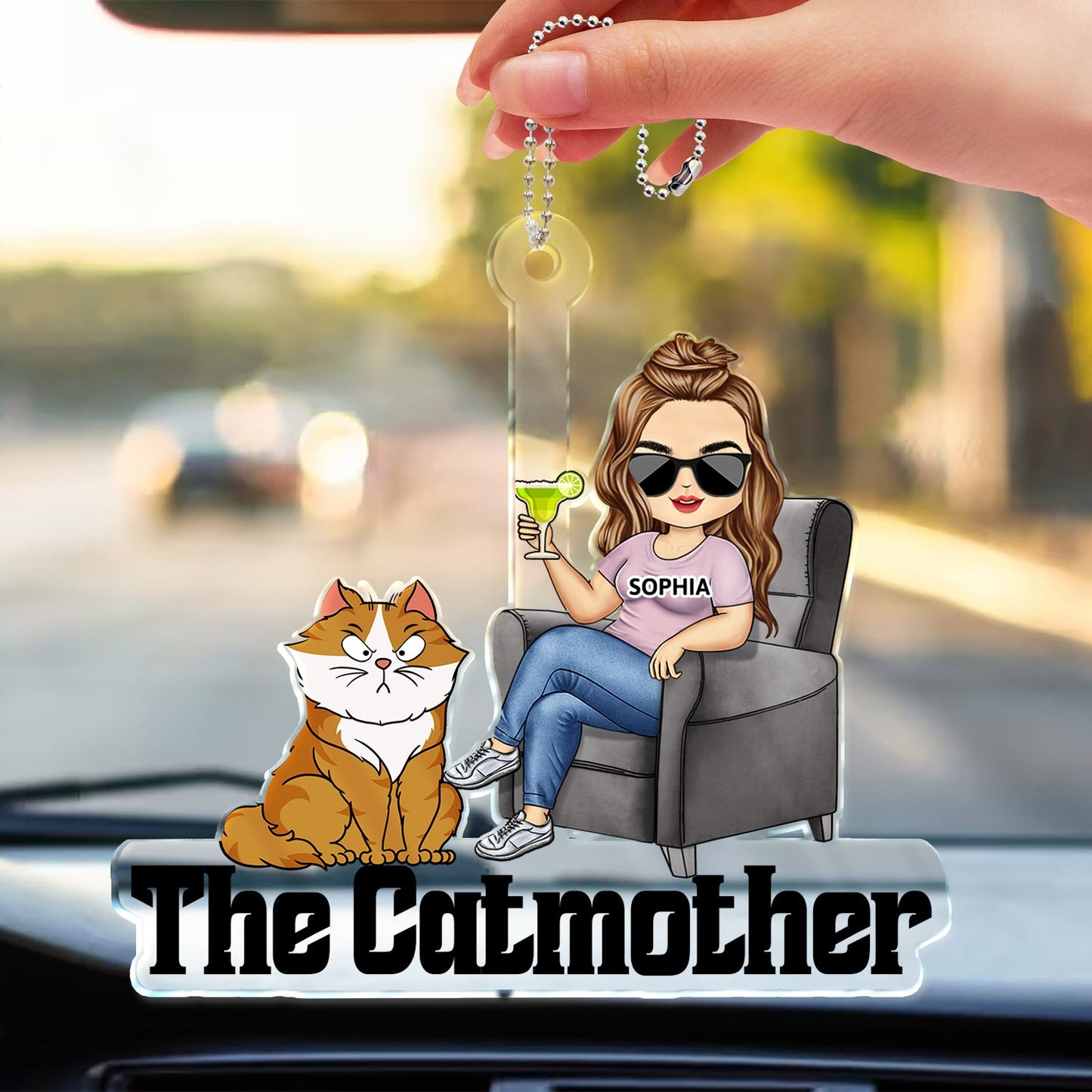 Personalized 'The Catmother' Acrylic Car Hanger | Custom Gift for Cat Moms