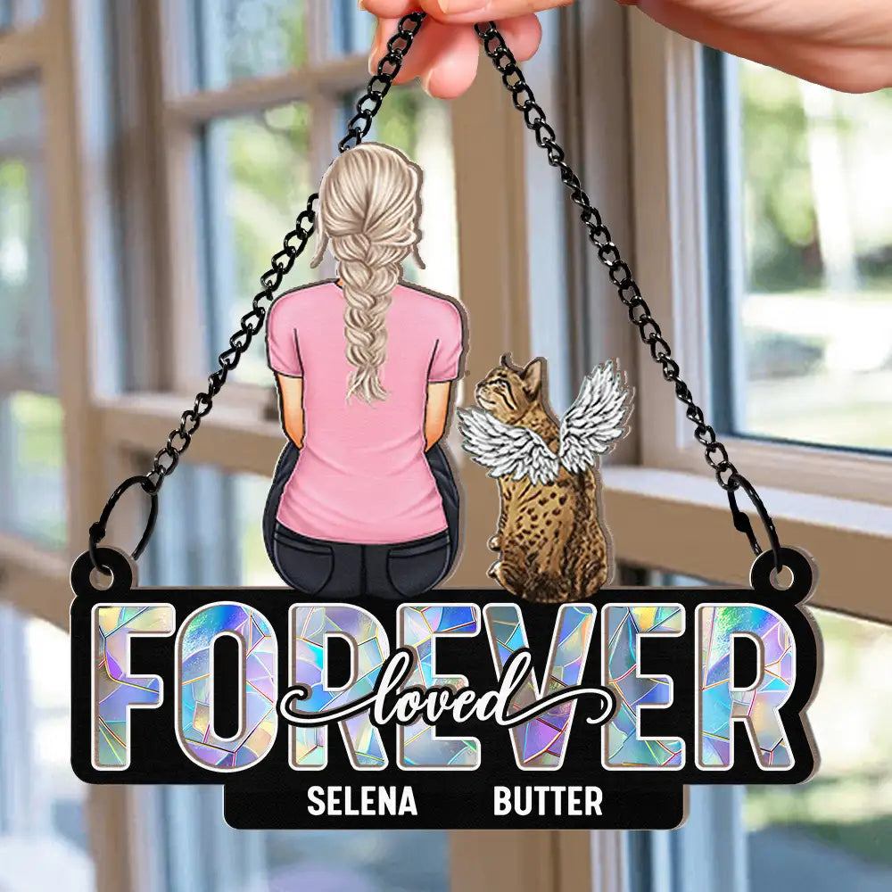 Personalized Pet Memorial For Loved One Suncatcher - "Forever Loved" Window Hanging Ornament