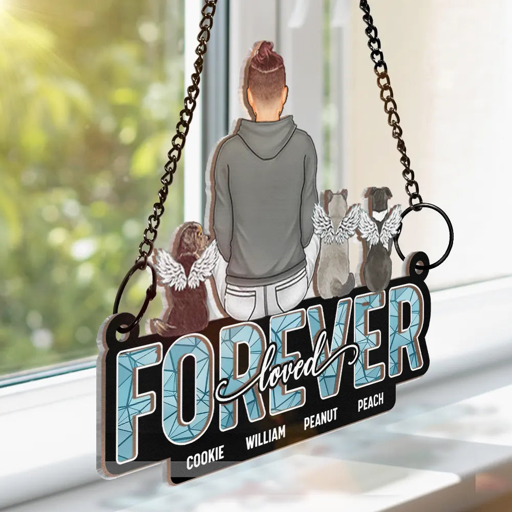 Personalized Pet Memorial For Loved One Suncatcher - "Forever Loved" Window Hanging Ornament