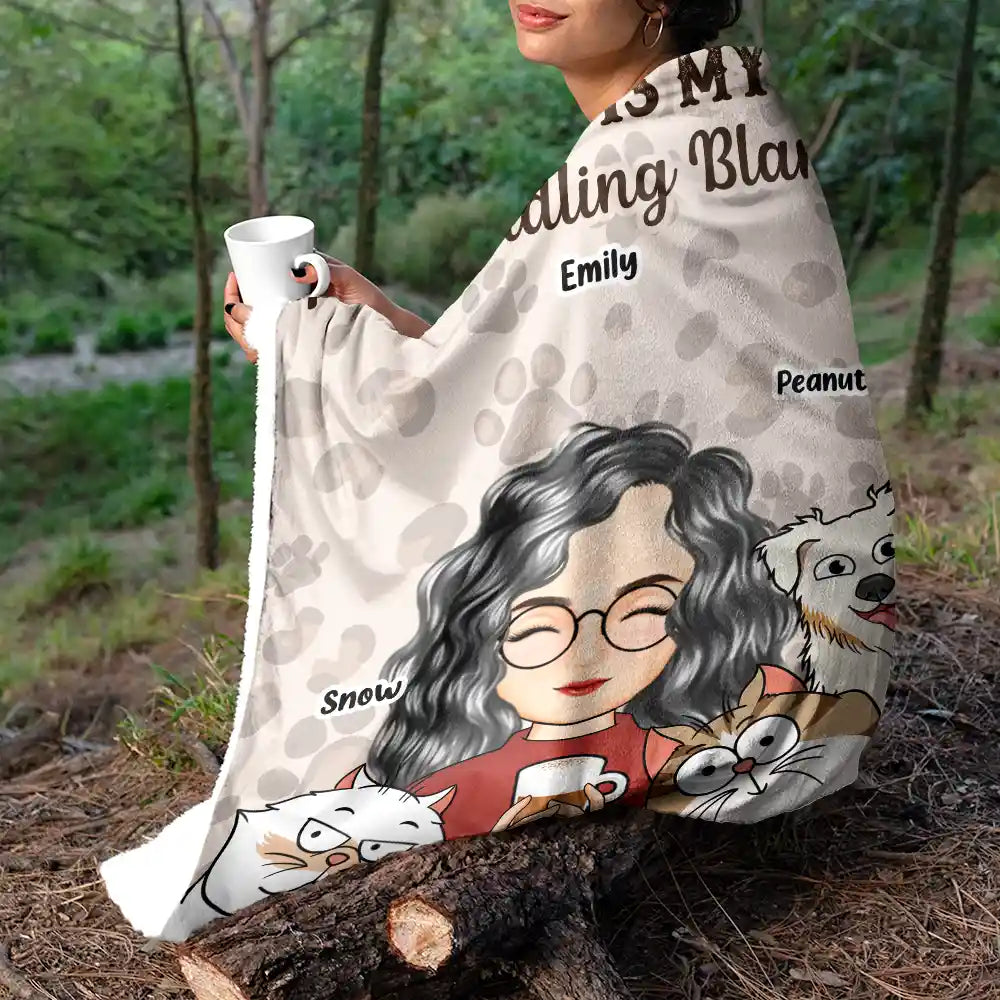 Pet Lovers,Pet Mom,Dog Lovers,Cat Lovers,Happy - My Cat Dog Cuddling Blanket Peeking - Personalized Fleece Blanket, Sherpa Blanket