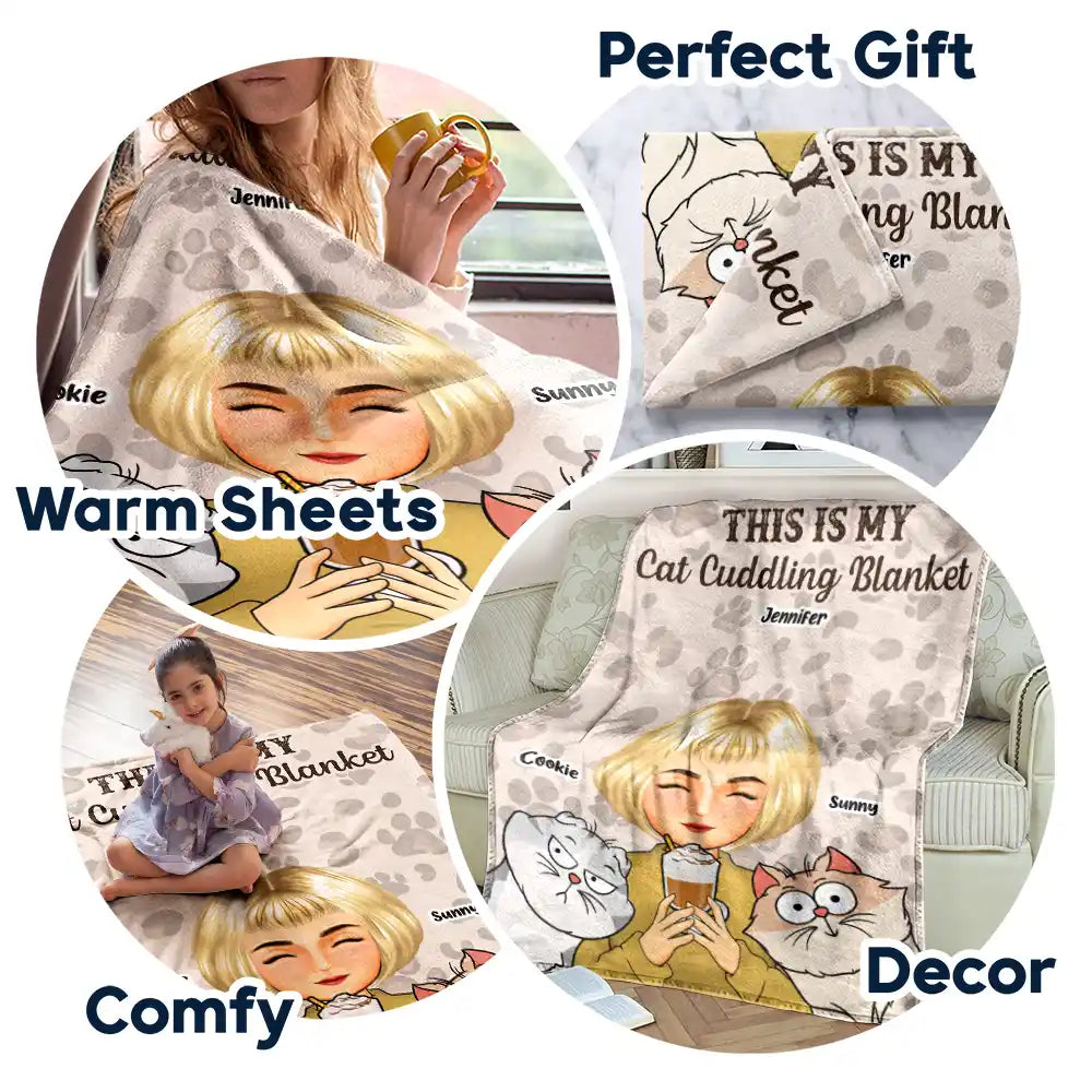 Pet Lovers,Pet Mom,Dog Lovers,Cat Lovers,Happy - My Cat Dog Cuddling Blanket Peeking - Personalized Fleece Blanket, Sherpa Blanket