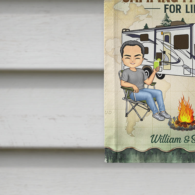Heartfelt Personalized Couple Camping Flag - Making Memories One Campsite at a Time