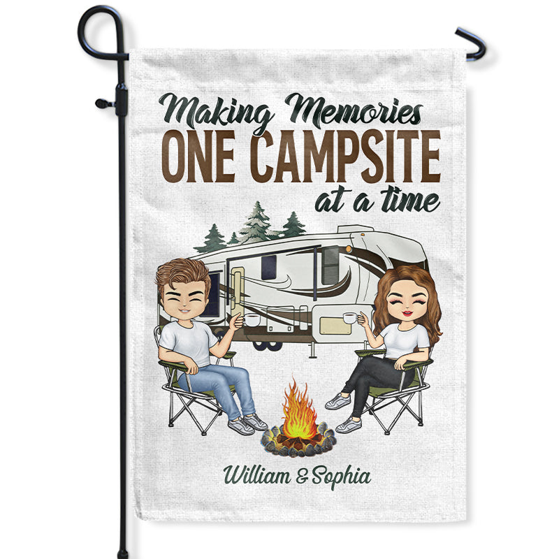 Heartfelt Personalized Couple Camping Flag - Making Memories One Campsite at a Time