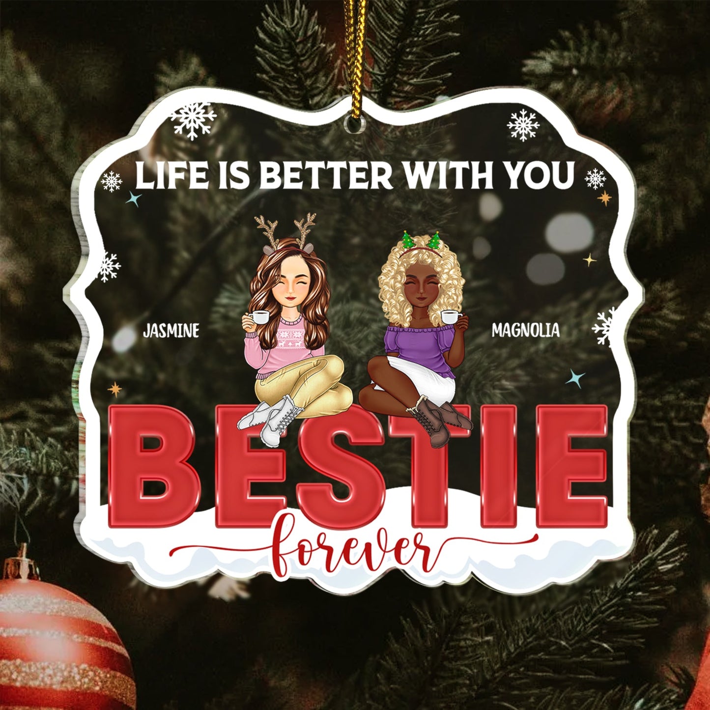 Personalized Funny Bestie Christmas Ornament - Unique Custom Gift for Friends