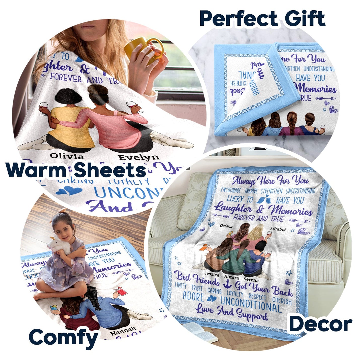 Personalized 'Always Here For You' Blanket - Gift for Best Friends & Sisters