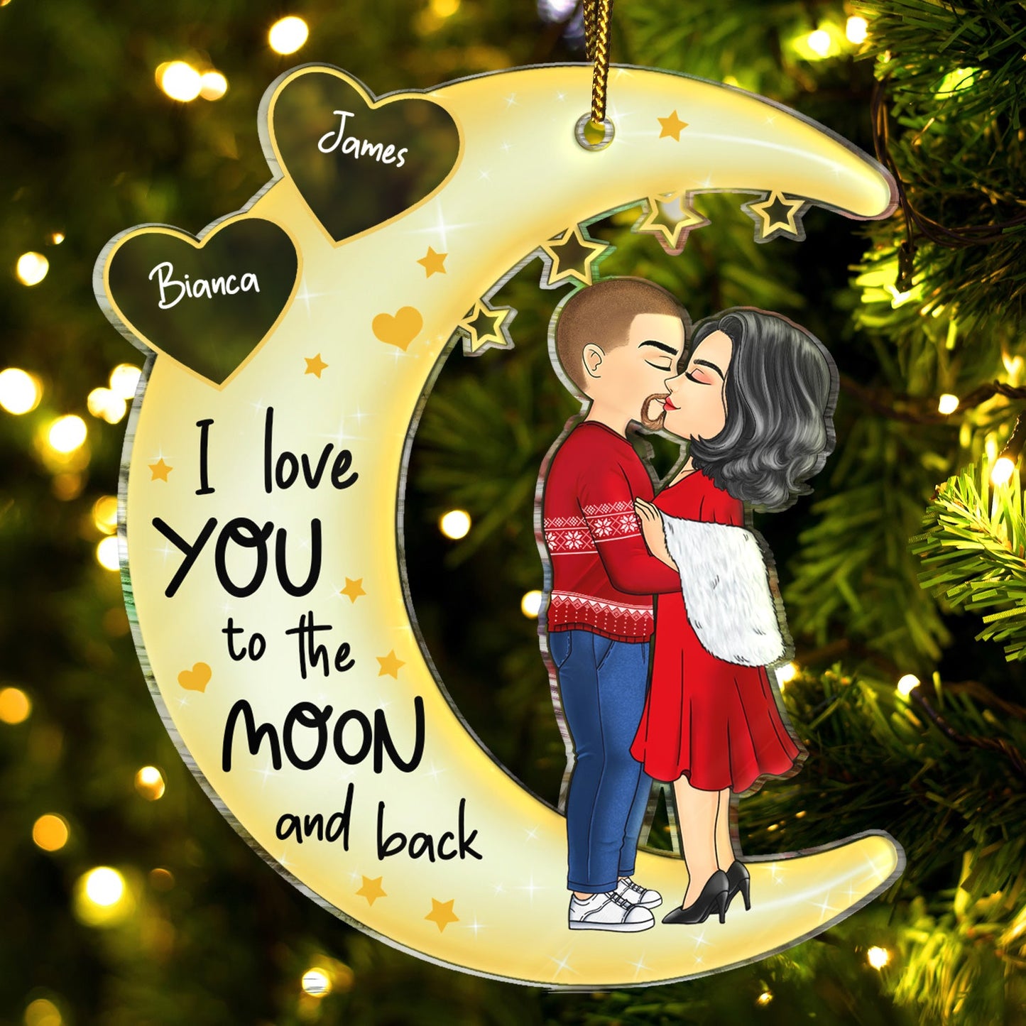 Heartfelt Personalized 'To The Moon & Back' Couple Christmas Ornament