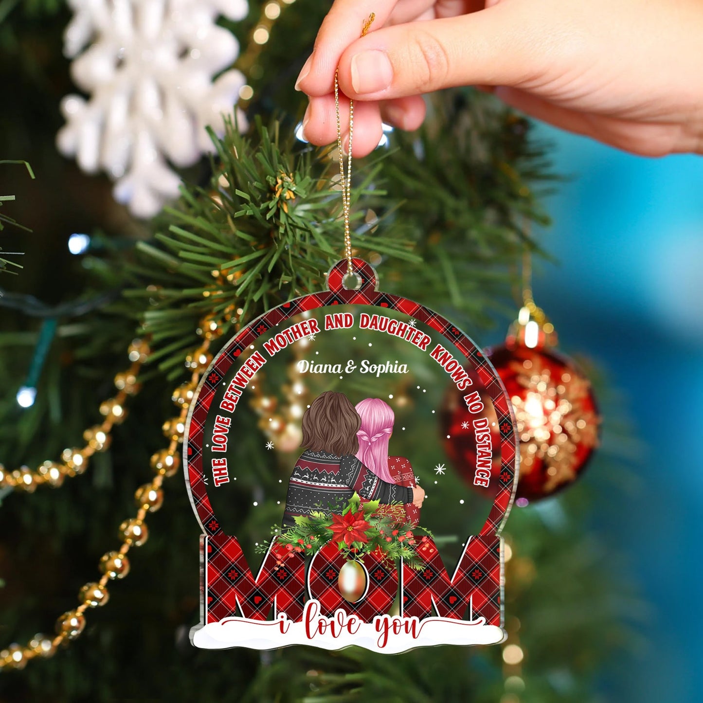 Personalized Mother Daughter Christmas Ornament - Forever Linked Together Keepsake