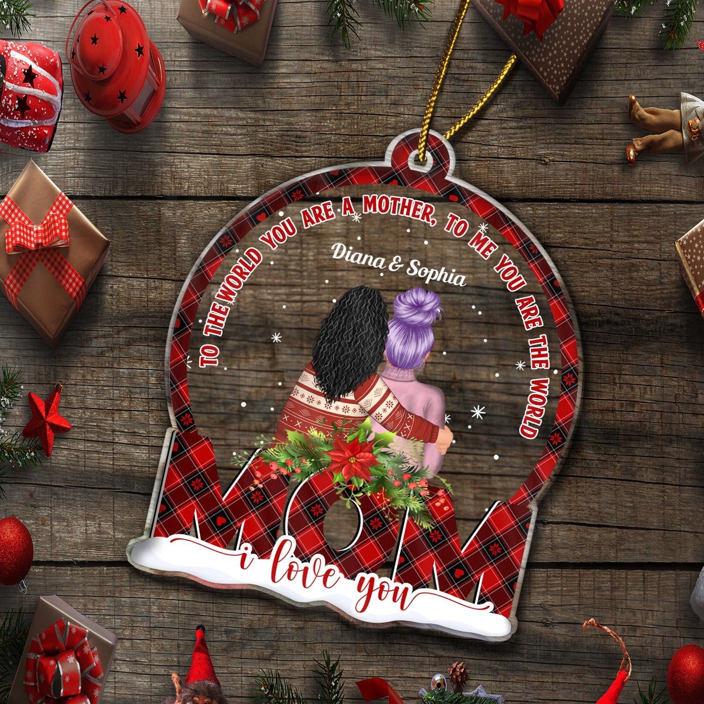 Personalized Mother Daughter Christmas Ornament - Forever Linked Together Keepsake