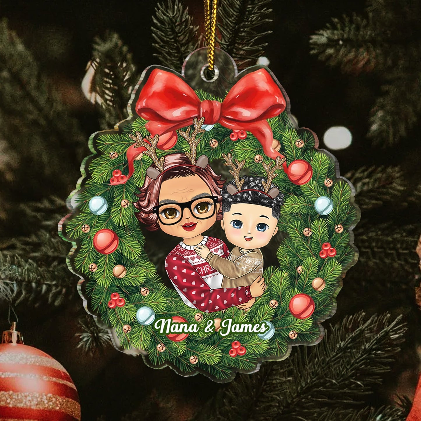 Heartfelt Personalized Grandparents & Grandkids Christmas Ornament