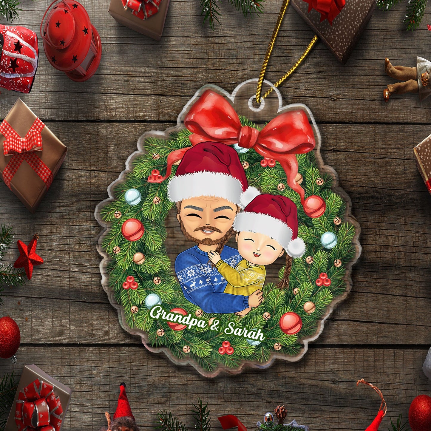 Heartfelt Personalized Grandparents & Grandkids Christmas Ornament