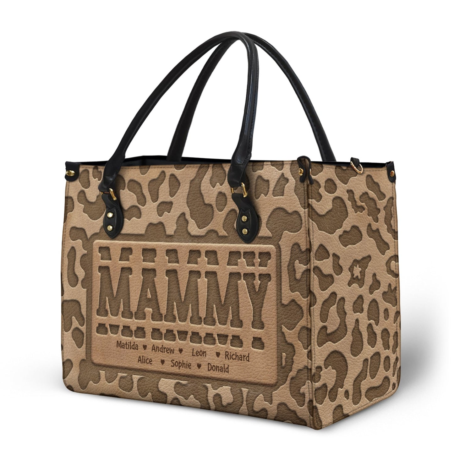 Personalized 'GRANDMA' Leather Tote Bag with Grandchildren's Names