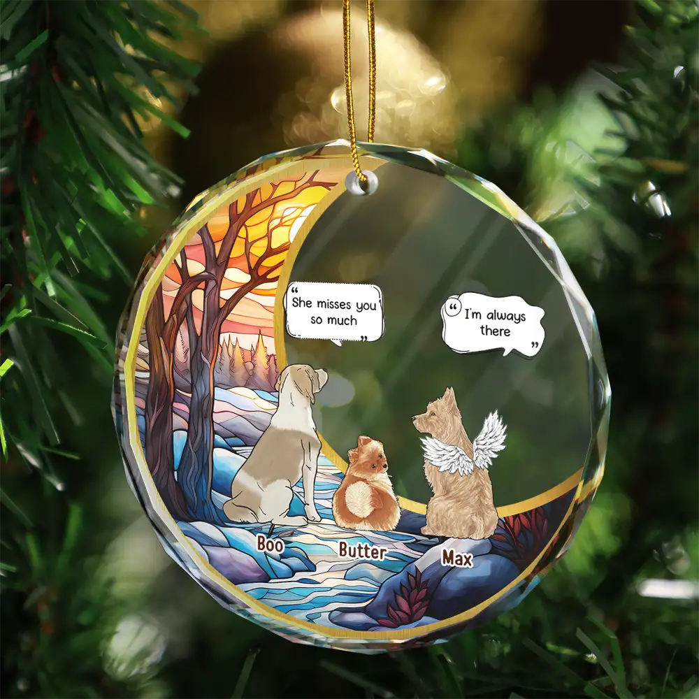 Personalized Pet Memorial For Loved One Glass Suncatcher Ornament - "They Still Talk About You"