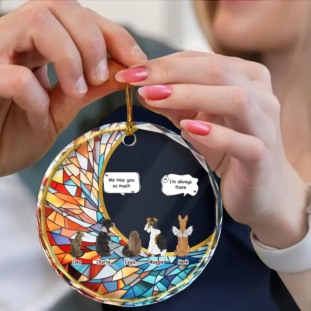 Personalized Pet Memorial For Loved One Glass Suncatcher Ornament - "They Still Talk About You"