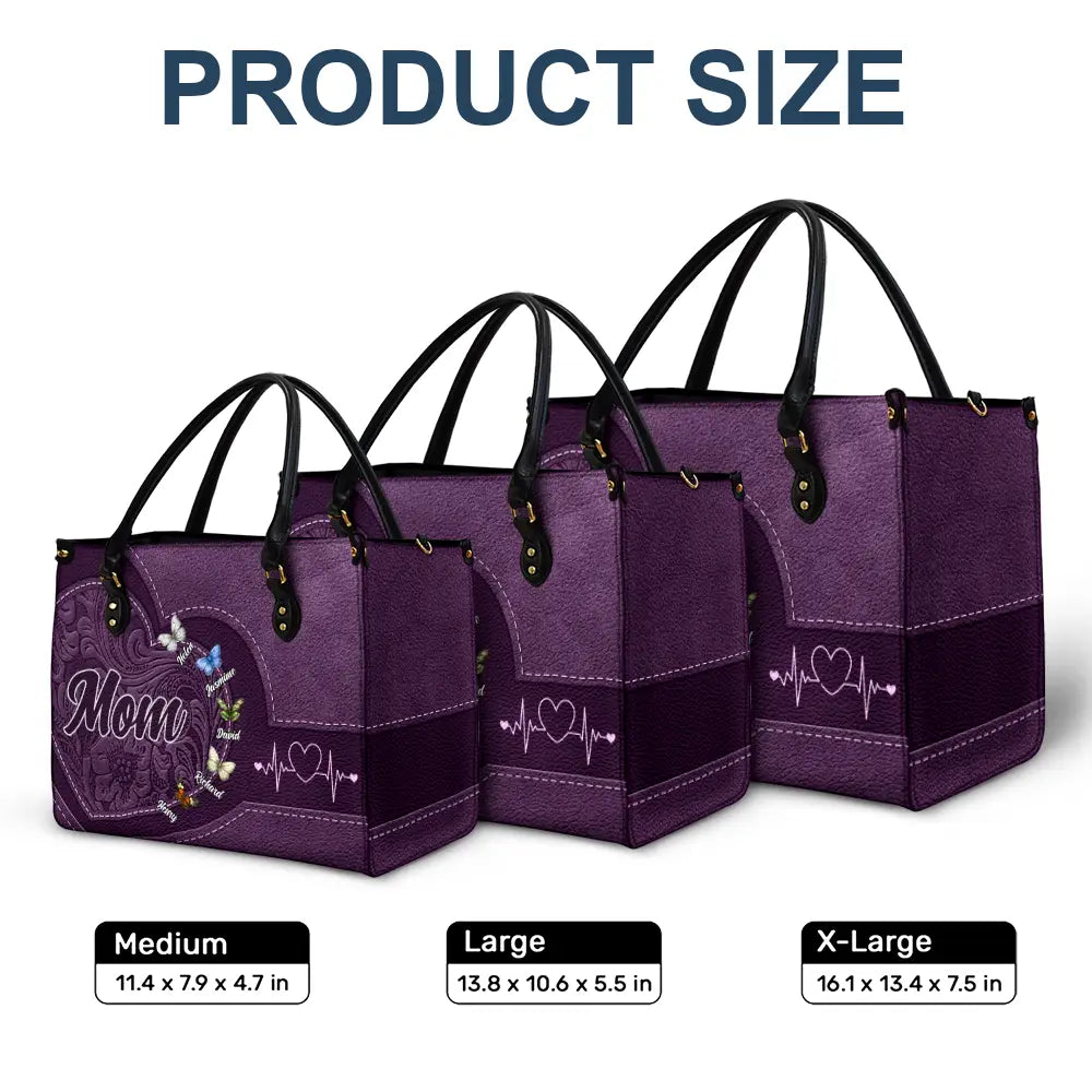Gift For Grandma,Gift For Mother,Gift For Women,Happy - Grandma Mom Butterflies - Personalized Leather Bag
