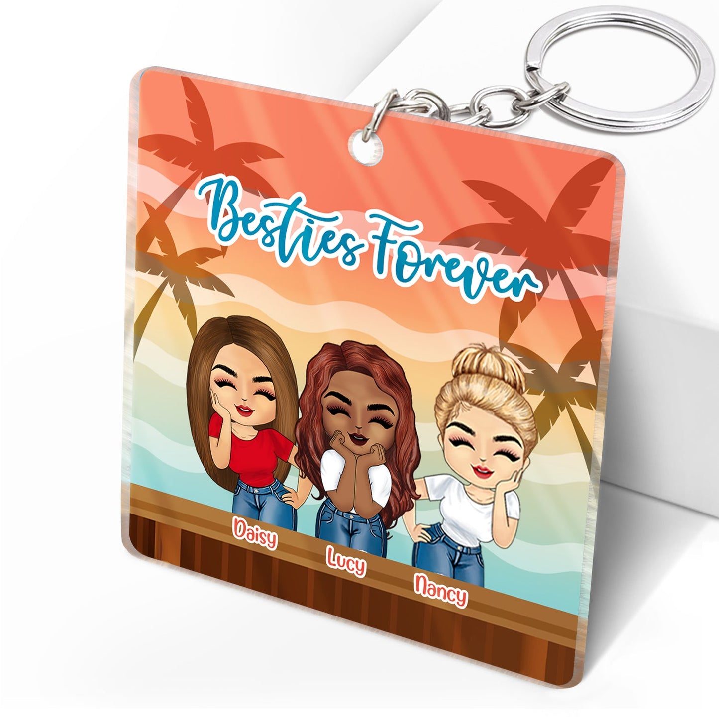 Personalized "Besties Forever" Keychain - Custom Friendship Gift for Best Friends