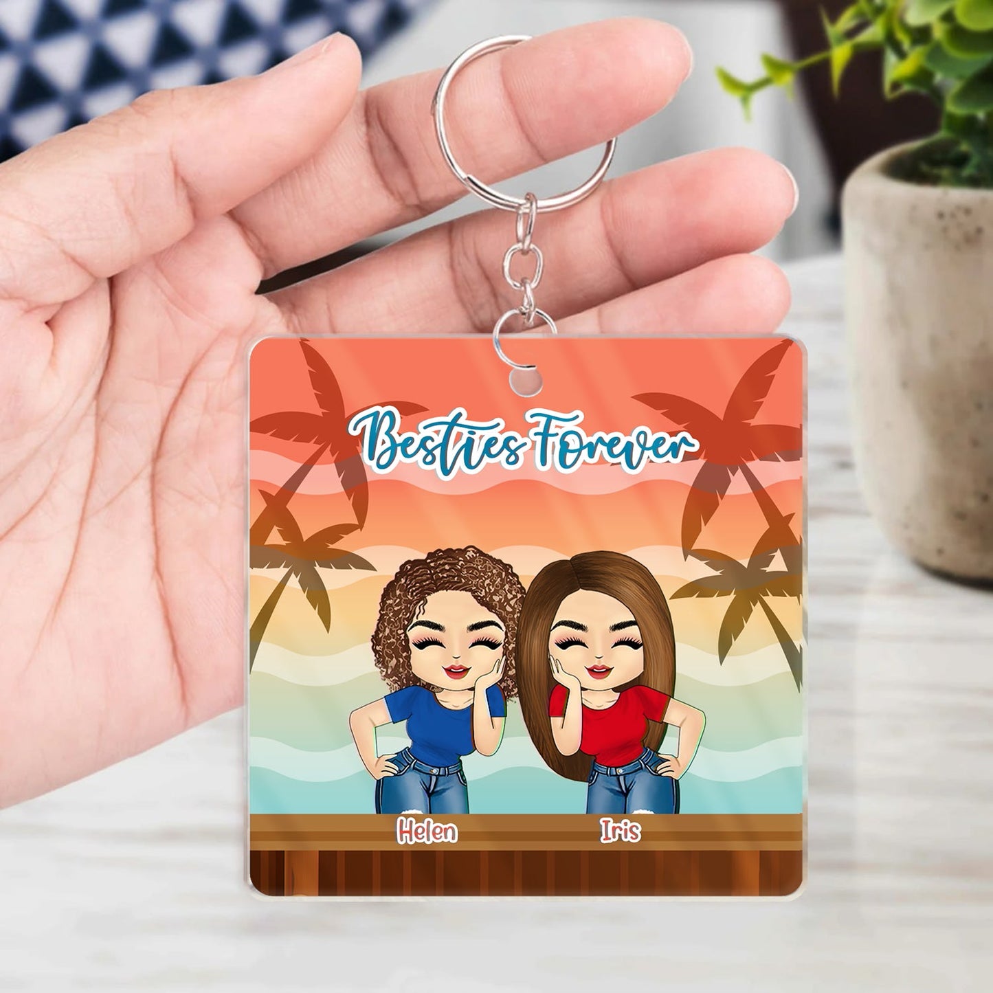 Personalized "Besties Forever" Keychain - Custom Friendship Gift for Best Friends