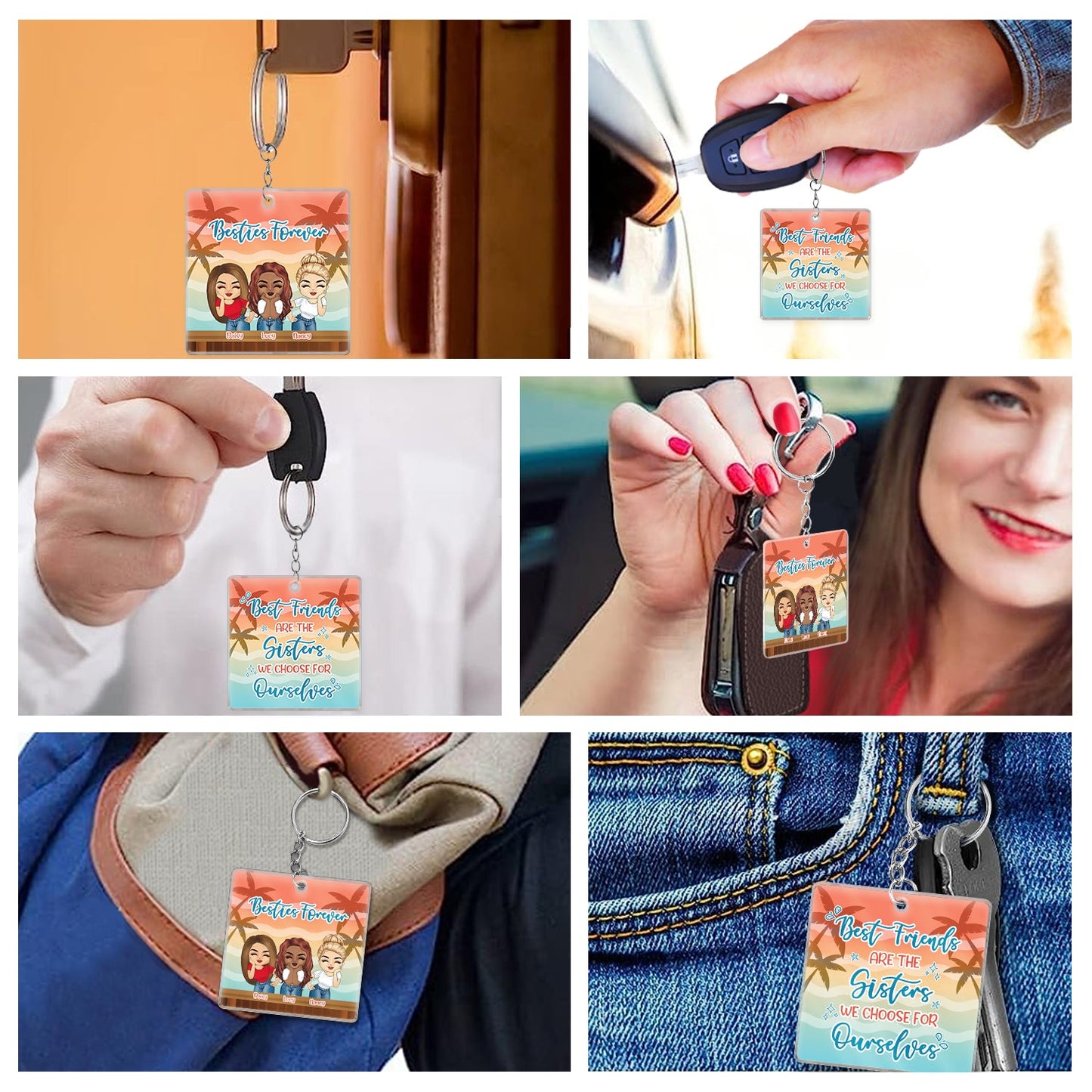 Personalized "Besties Forever" Keychain - Custom Friendship Gift for Best Friends