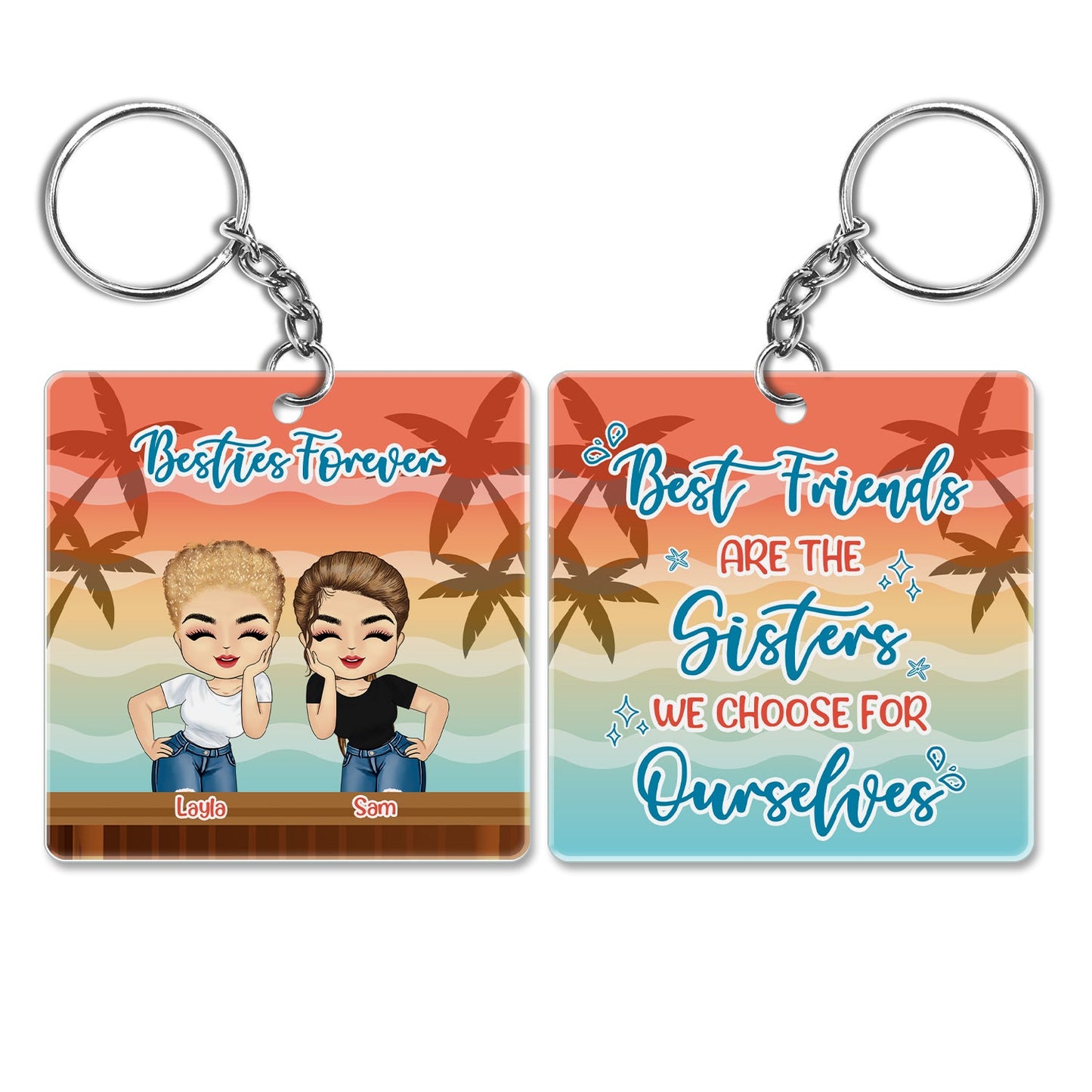 Personalized "Besties Forever" Keychain - Custom Friendship Gift for Best Friends