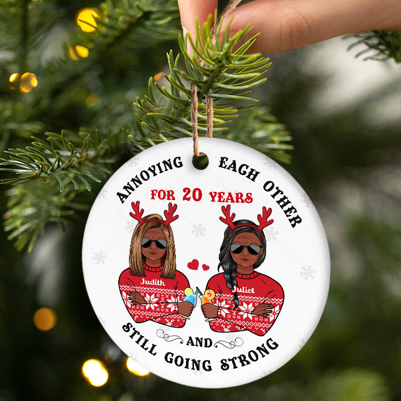 “20 Years of Annoying Each Other & Still Going Strong” Personalized Ceramic Ornament