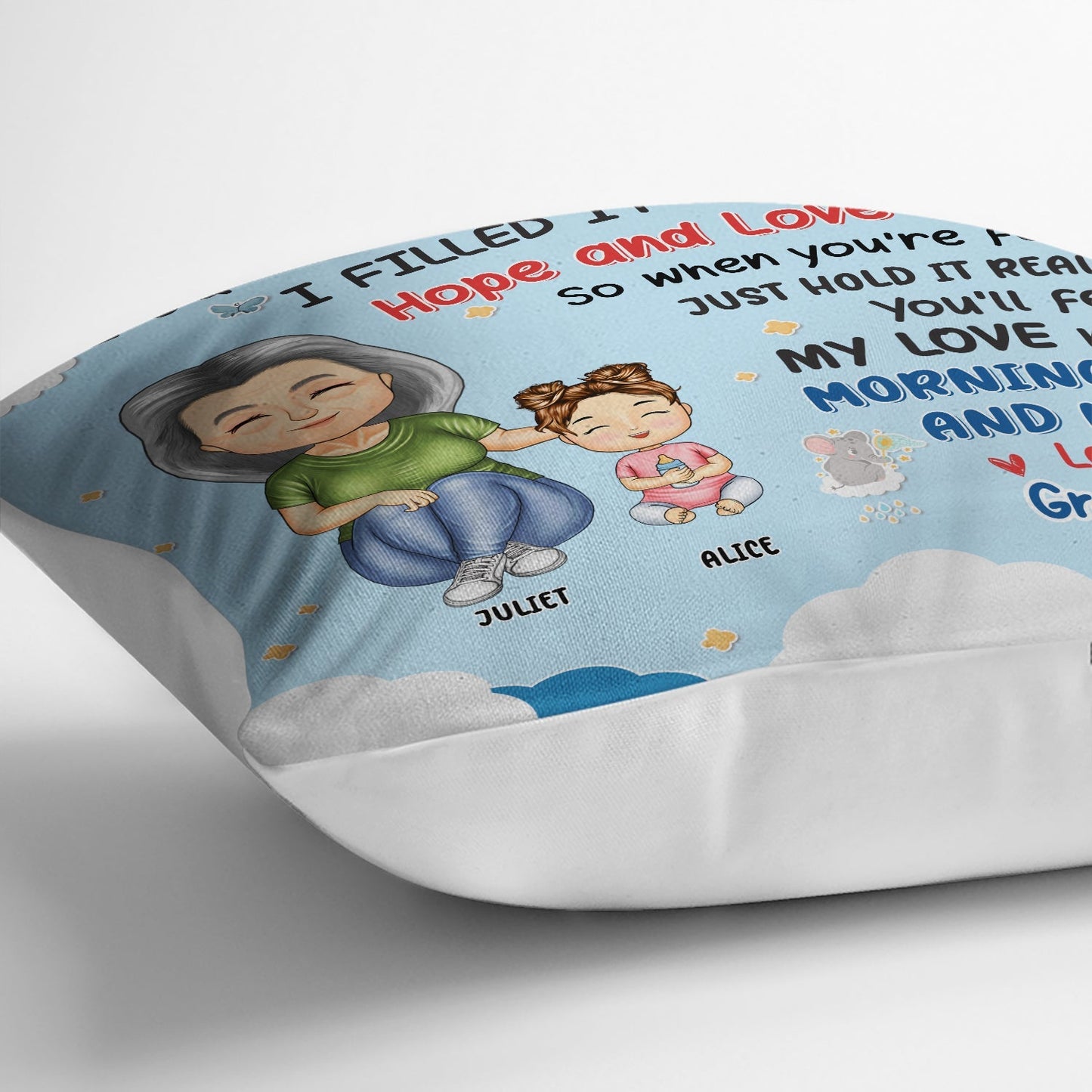 Personalized Soft Hug Pillow from Grandma to Granddaughter/Grandson