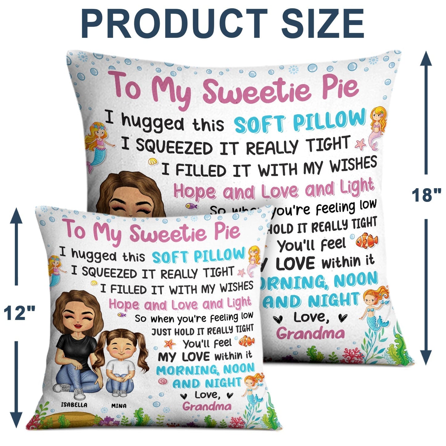 Personalized Soft Hug Pillow from Grandma to Granddaughter/Grandson