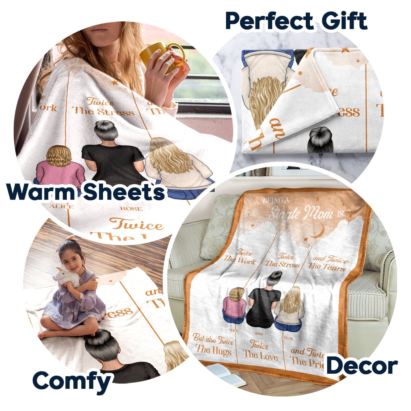 Personalized Single Mom Blanket - "Twice The Love & Pride" Custom Gift