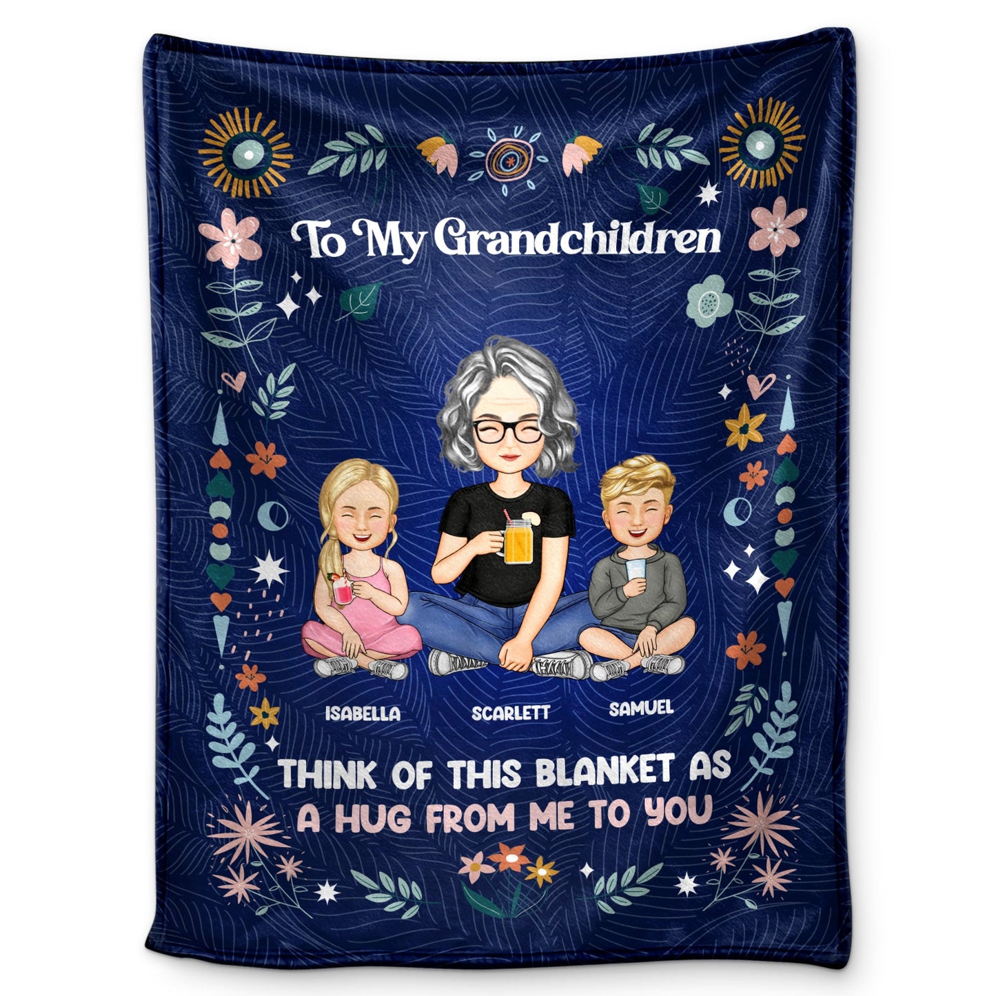 Personalized 'A Hug From Me To You' Grandparent to Grandchild Cozy Blanket