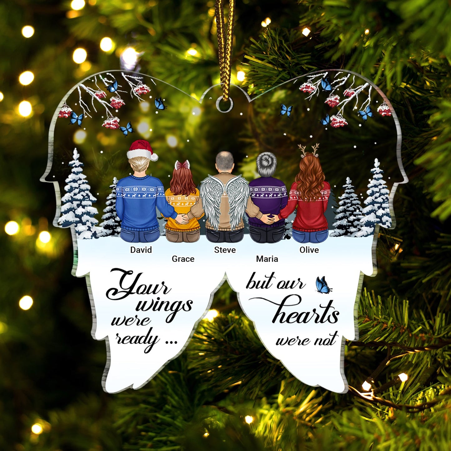 Personalized Memorial For Loved One Ornament: "Always On Our Minds, Forever In Our Hearts".
