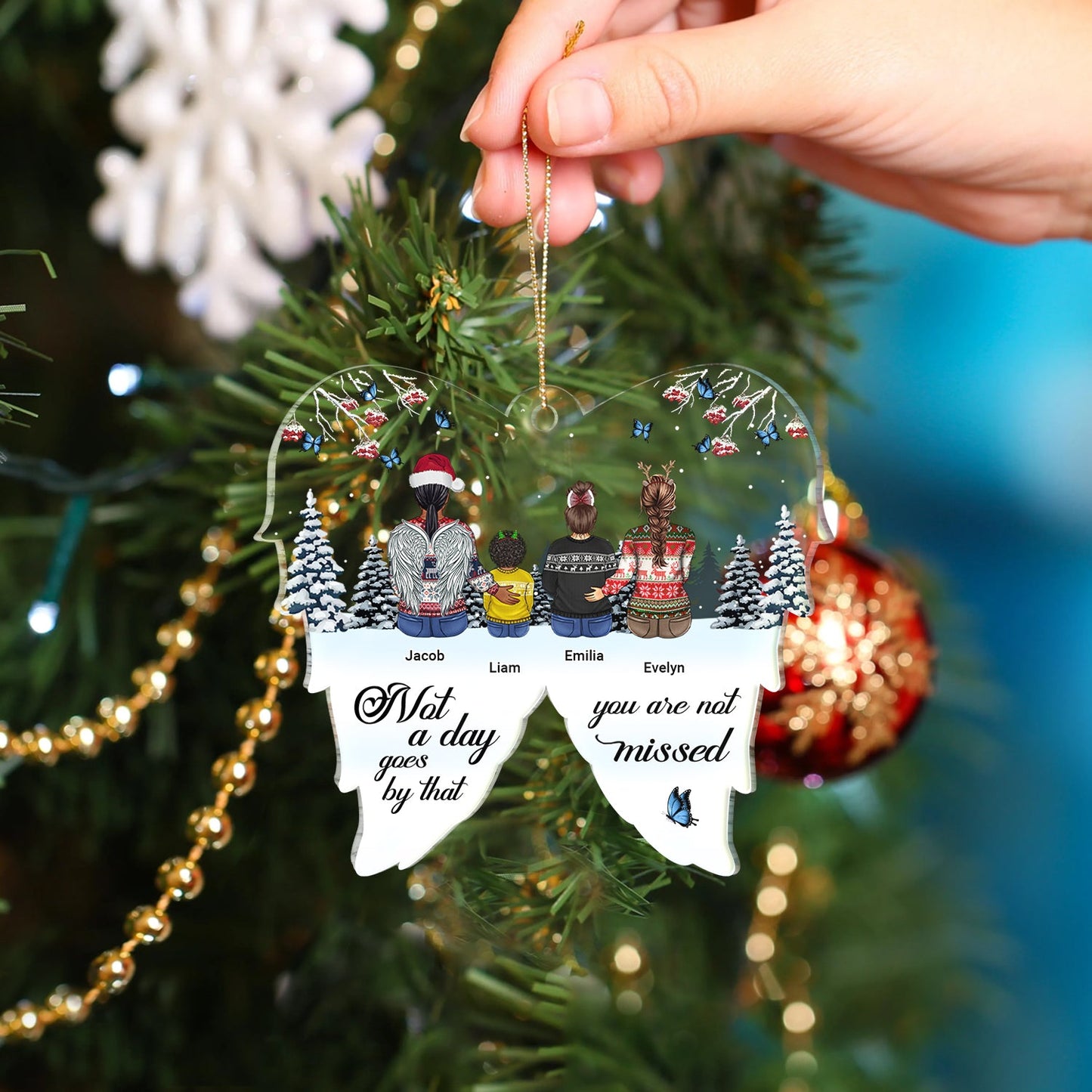 Personalized Memorial For Loved One Ornament: "Always On Our Minds, Forever In Our Hearts".